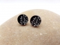 Preview: Blatt black & white 3D Holz Scheiben Ohrstecker